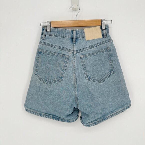 Zara Authentic Denim Mom Fit Bermuda Short High Waist Light Wash Blue Women's 00 - Picture 5 of 7